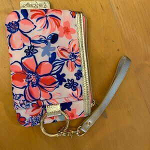 Lilly Pulitzer Card Holder Change Purse, with Key Ring and Wrist Strap